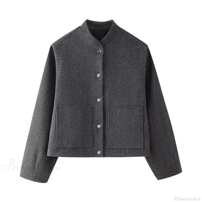 Elegant Solid Wool One Button Overcoat