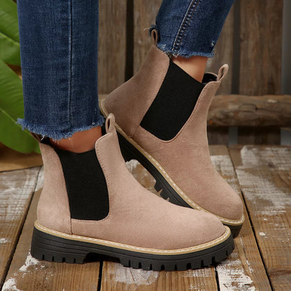 Botines Mujer Tacón Ancho Bloque Punta Redonda - Botas Tobilleras Cómodas Otoño Invierno