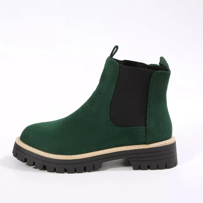 Botines Mujer Tacón Ancho Bloque Punta Redonda - Botas Tobilleras Cómodas Otoño Invierno