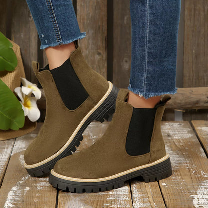 Botines Mujer Tacón Ancho Bloque Punta Redonda - Botas Tobilleras Cómodas Otoño Invierno