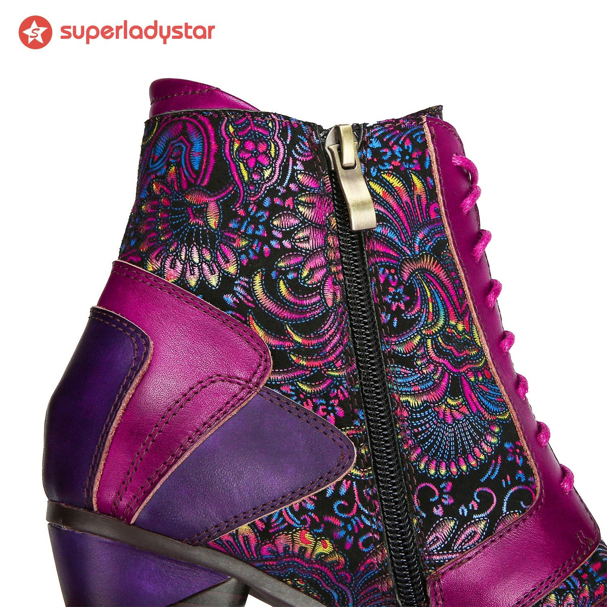 Retro Handmade Leather Patchwork Ankle Boots