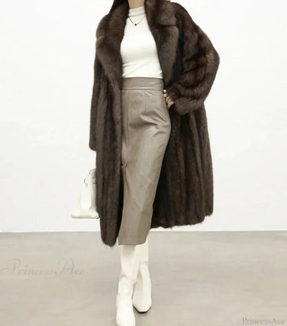 Faux Fur Lapel Pit Fabric Drape Overcoat