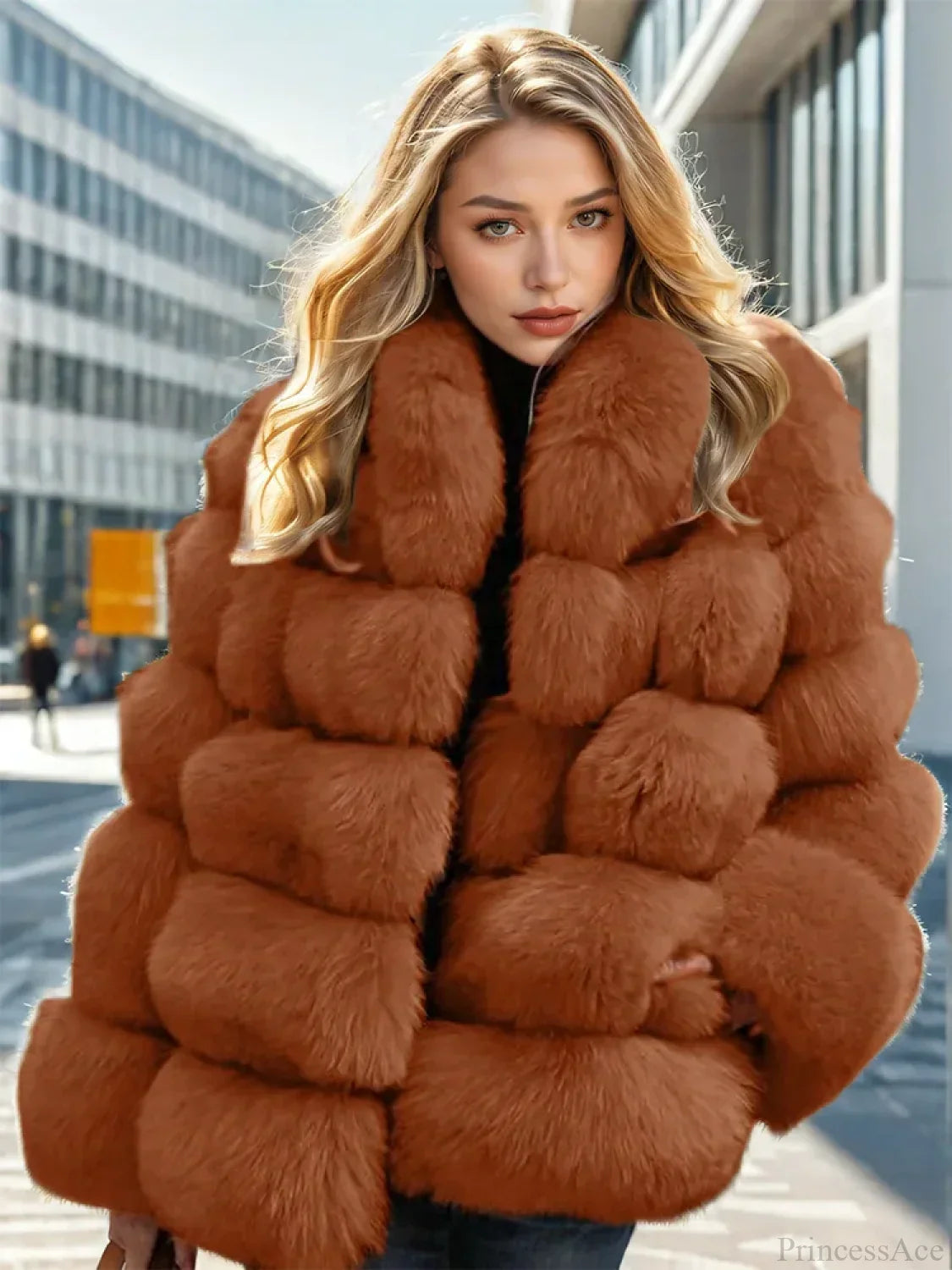 Faux Fur Patchwork Rabbit Fur Overcoat