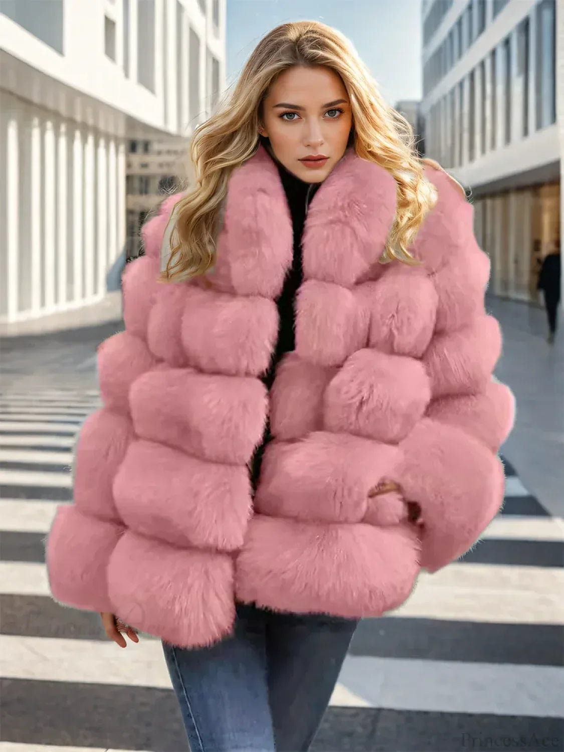 Faux Fur Patchwork Rabbit Fur Overcoat