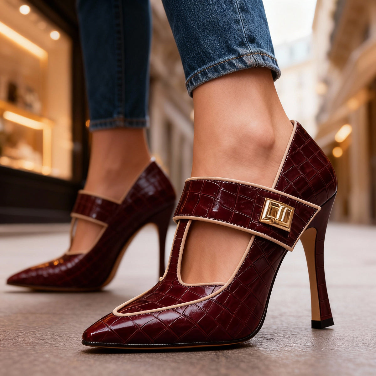 Whitney Stiletto T-Strap Heels