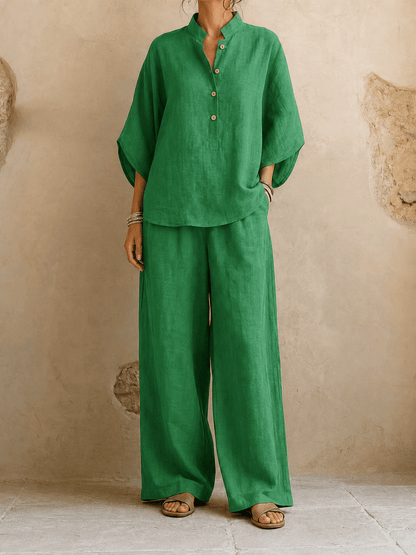 Carmen – Batwing Blouse and Wide-Leg Pants Set