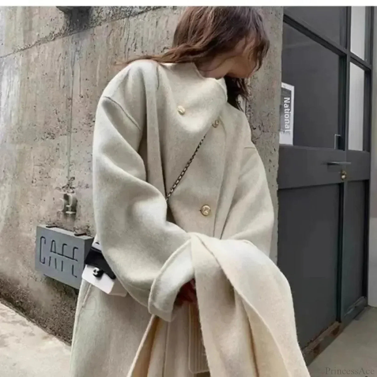 Grey Wool Loose-Fit Fleece Overcoat