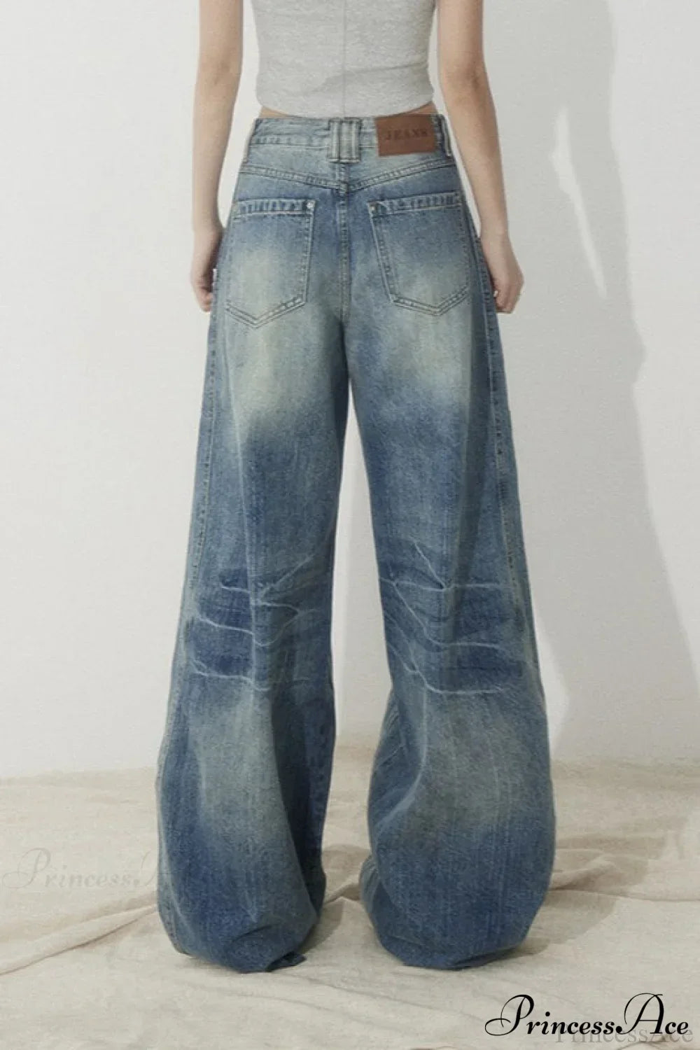 High Waist Loose Wide Leg Sickle Jeans