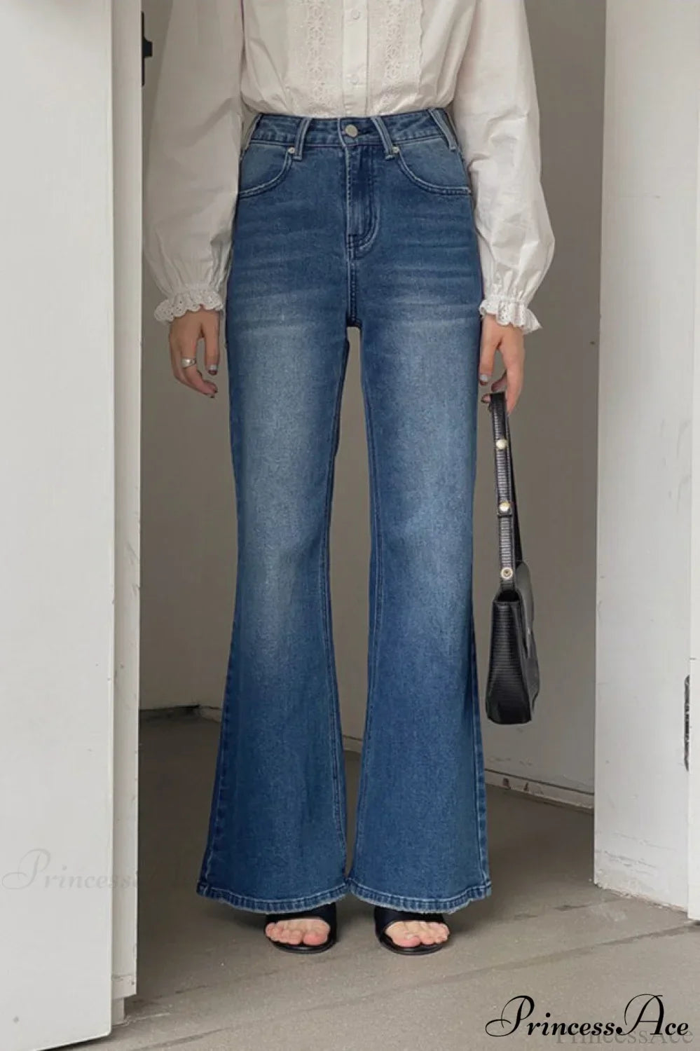 High Waist Solid Color Bootcut Jeans