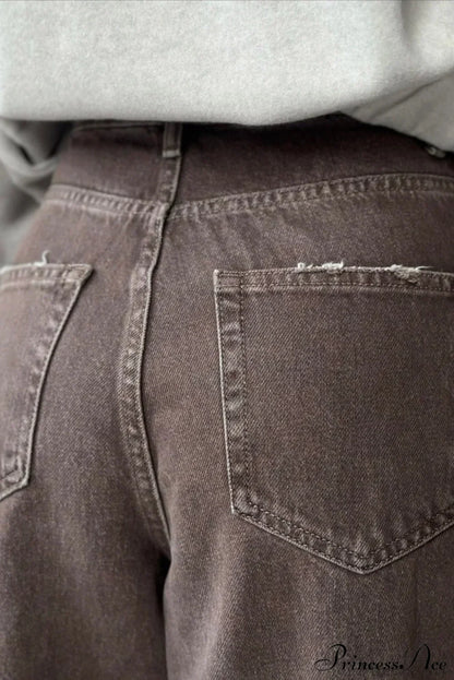 High Waisted Brown Straight Leg Jeans