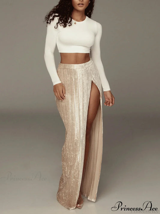 High Waisted Graceful Wide Leg Pants