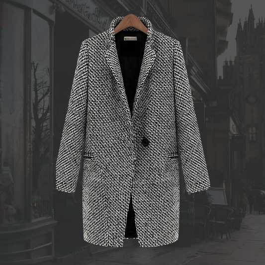 Maya Patterned Long Single-Button Coat
