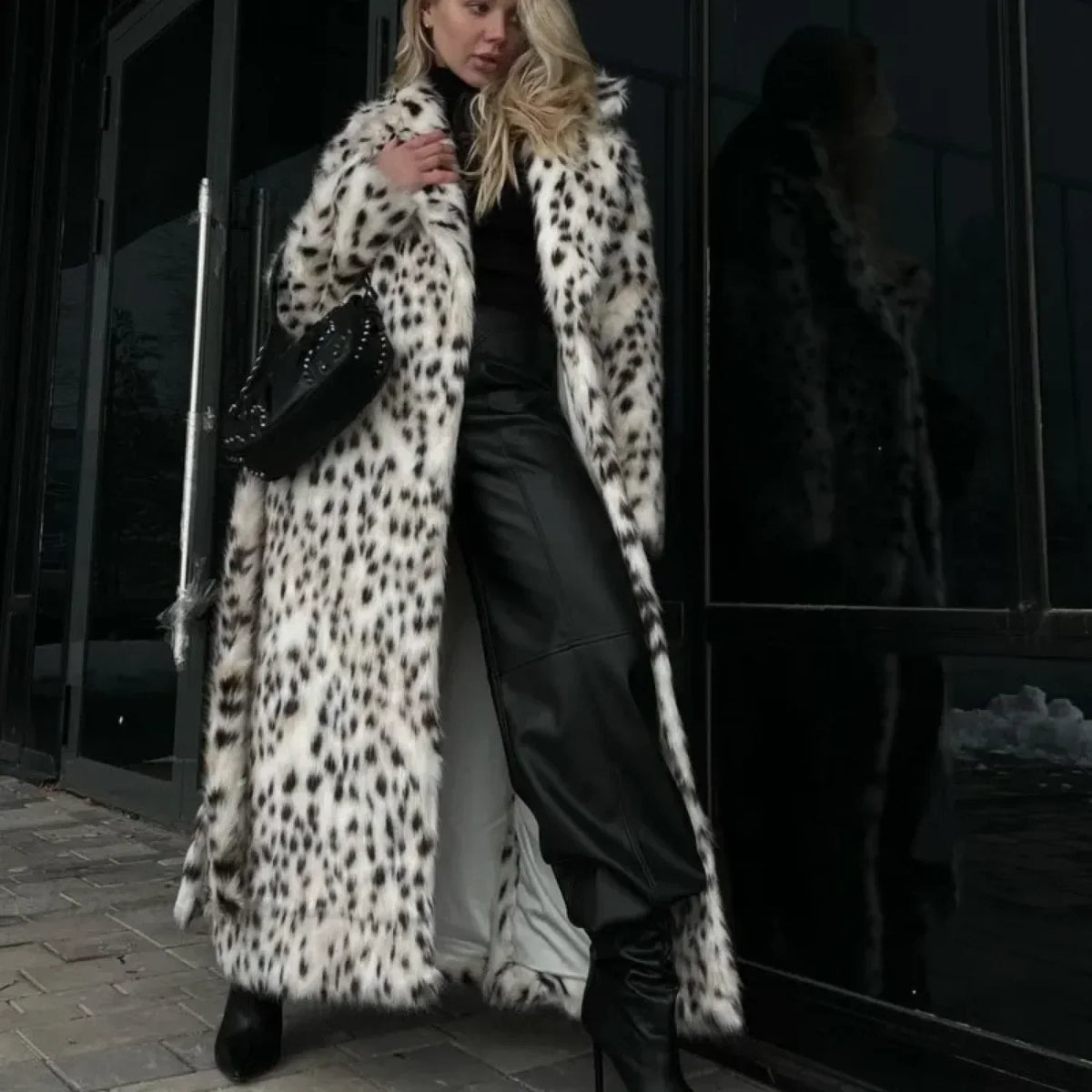Lace-Up Grey Woolen High Collar Overcoat