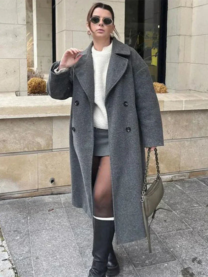 Lace-Up Mao Collar Big Lapel Overcoat