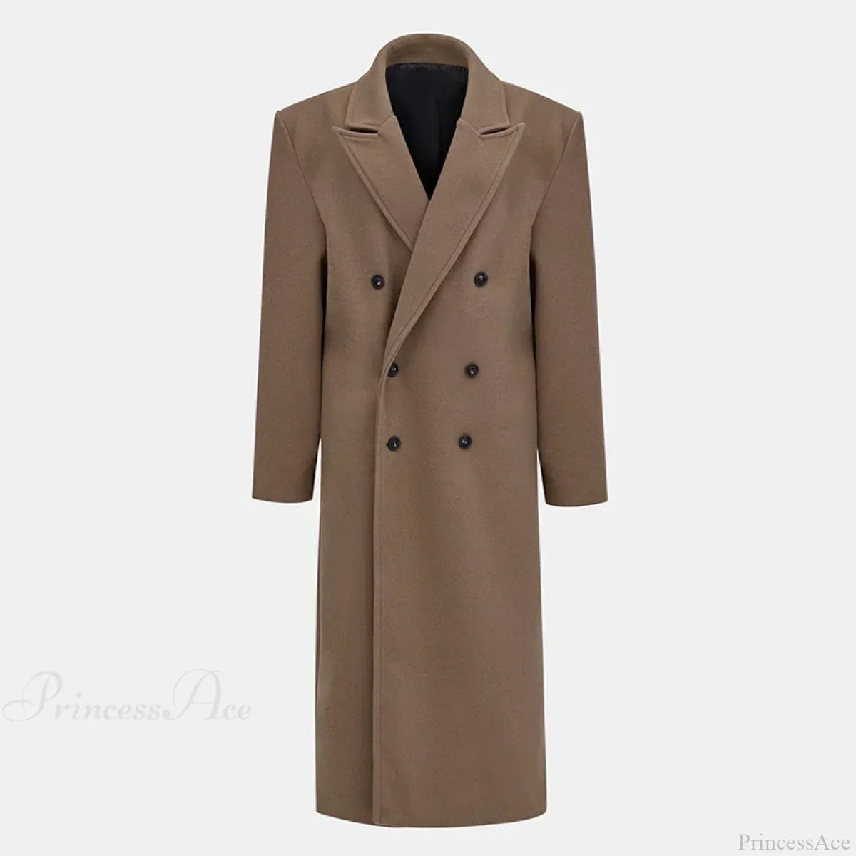 Lapel Woolen Double-Breasted Shoulder Pad Overcoat