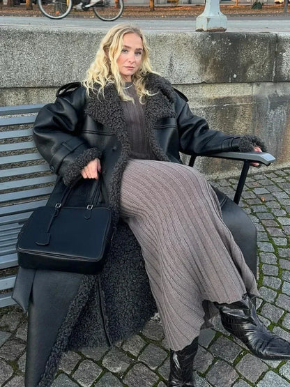Leopard Faux Mink Fur Winter Overcoat