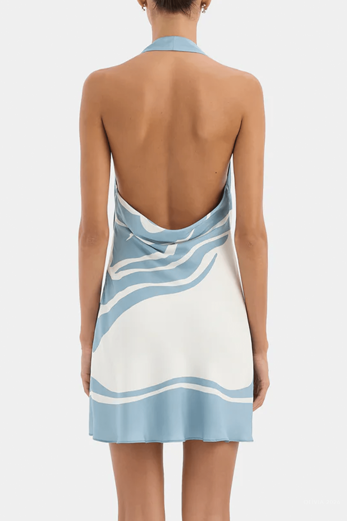 Lilou Halter Mini Dress in Liora Blue