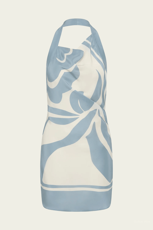 Lilou Halter Mini Dress in Liora Blue