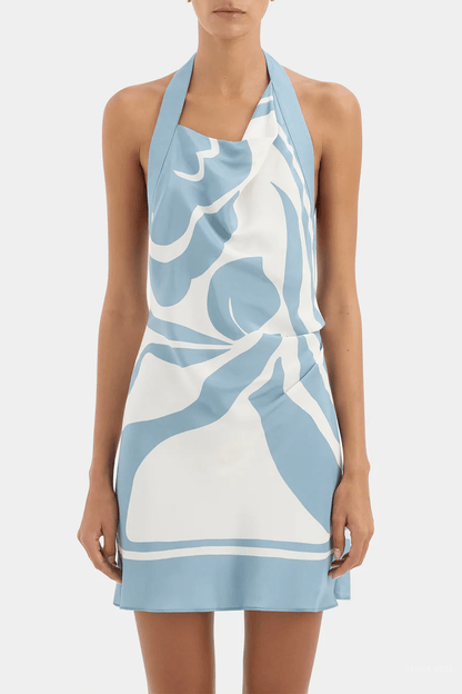 Lilou Halter Mini Dress in Liora Blue