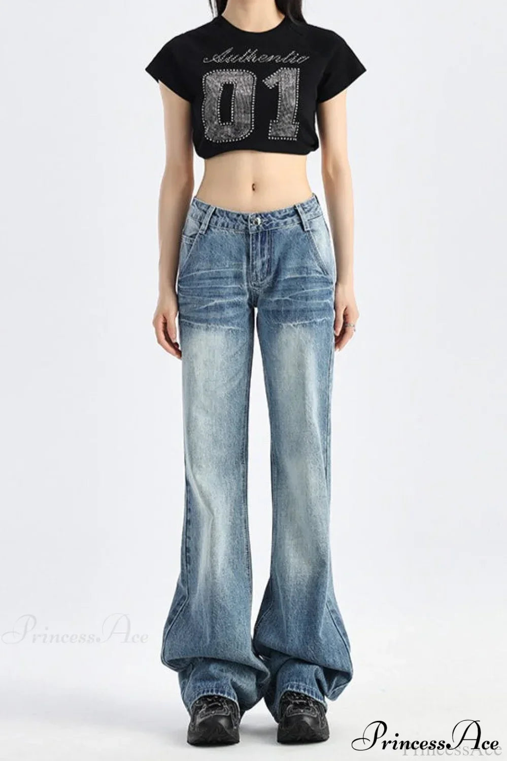 Low Rise Loose Bootcut Floor-Length Jeans