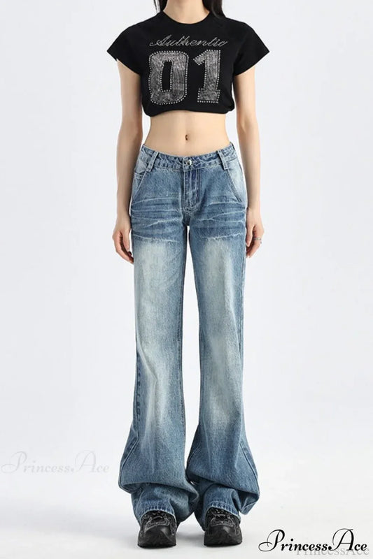 Low Rise Loose Bootcut Floor-Length Jeans