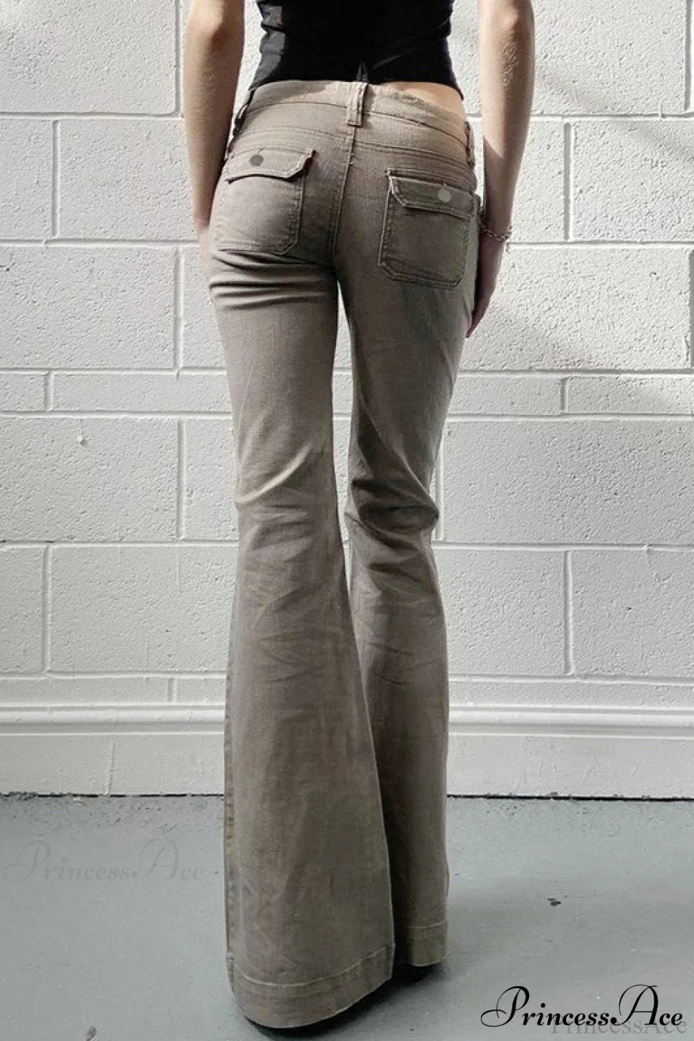 Low Waisted Slim Cargo Flared Leg Jeans