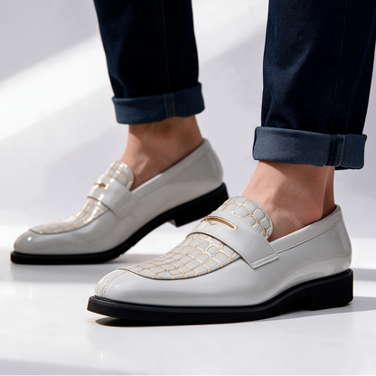 Havana Croc-Embossed Penny Loafers