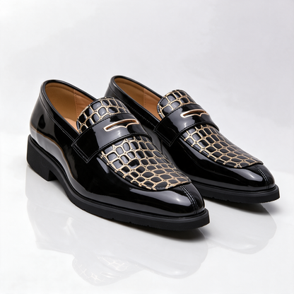 Havana Croc-Embossed Penny Loafers