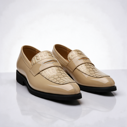 Havana Croc-Embossed Penny Loafers