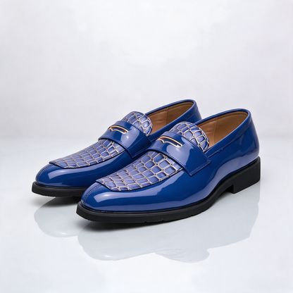 Havana Croc-Embossed Penny Loafers