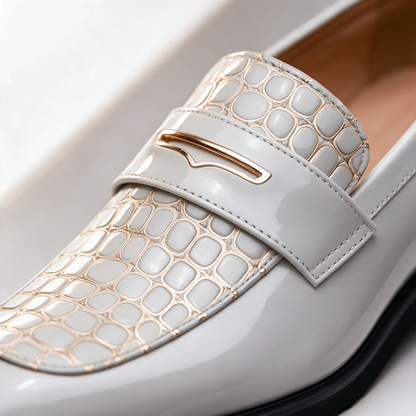 Havana Croc-Embossed Penny Loafers