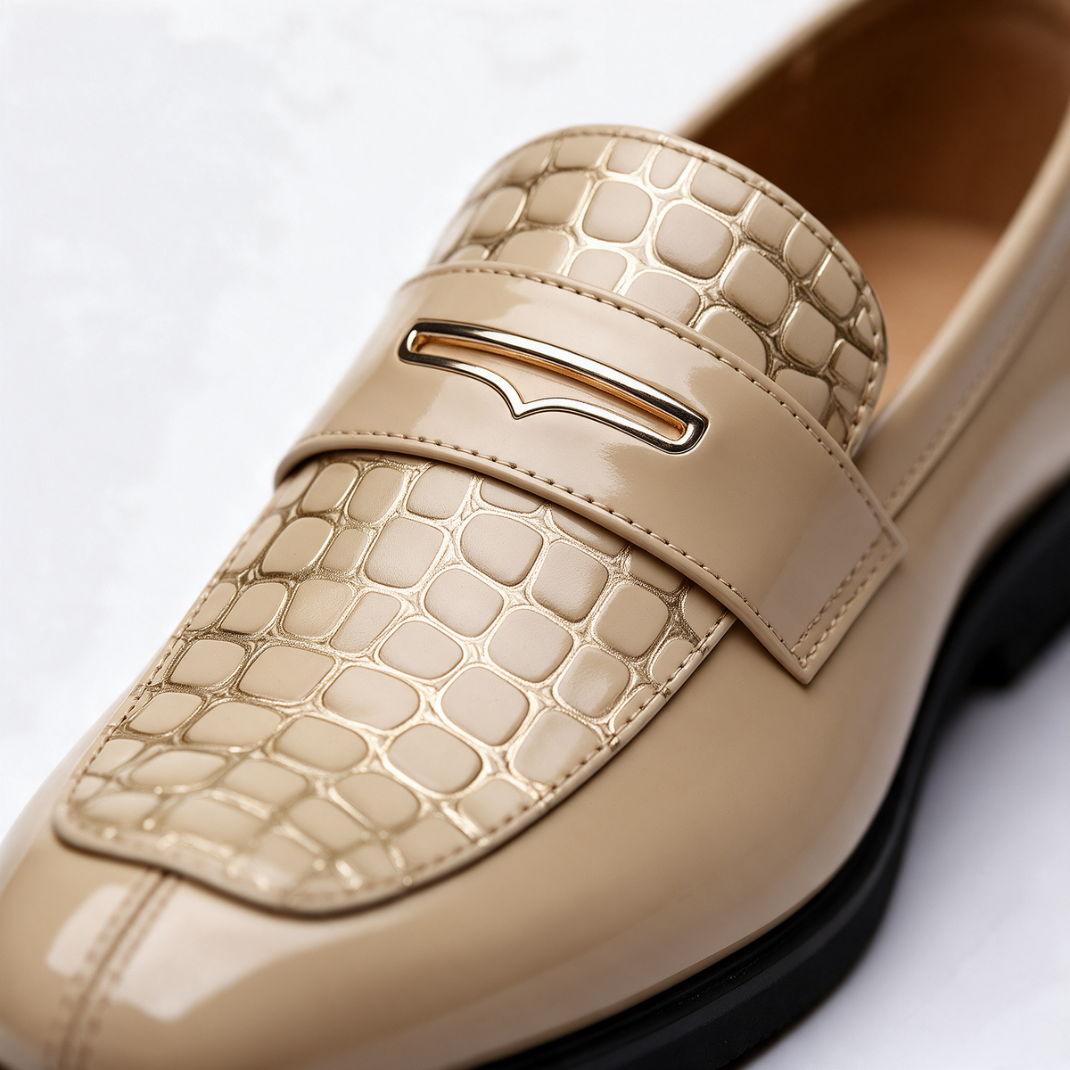 Havana Croc-Embossed Penny Loafers