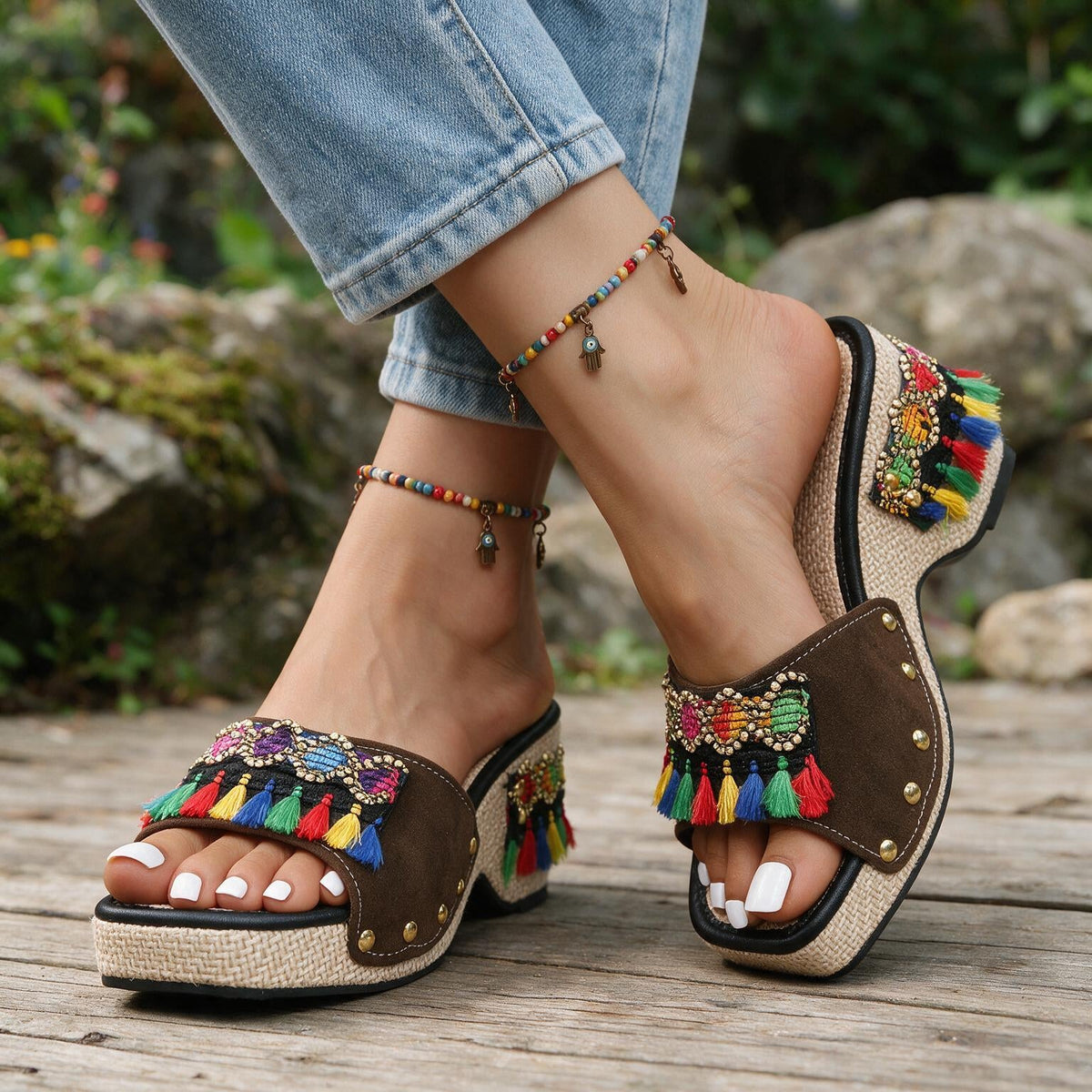 Evelina | Women's Wedge Boho Heels