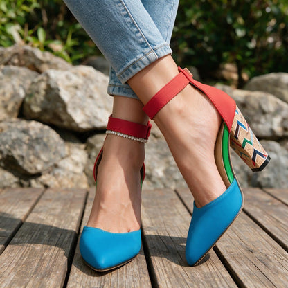 Roxanne | Women's Retro Buckle Heels