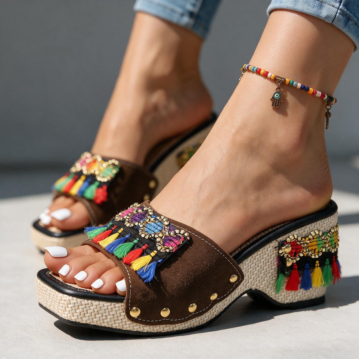 Evelina | Women's Wedge Boho Heels