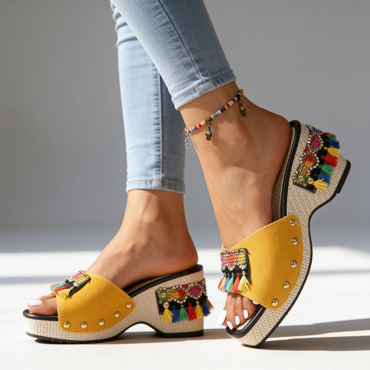 Evelina | Women's Wedge Boho Heels