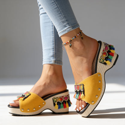 Evelina | Women's Wedge Boho Heels