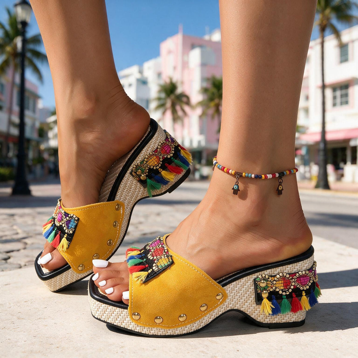 Evelina | Women's Wedge Boho Heels