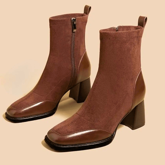 Botines de Piel Tacón Bloque Elegantes Mujer | Maison