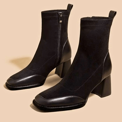 Botines de Piel Tacón Bloque Elegantes Mujer | Maison