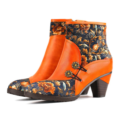 Handmade Leather Bloom Ankle Boots
