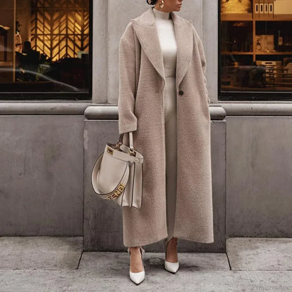Polo Collar Plush Turn Collar Winter Overcoat