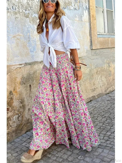 Printed A-Line Beach Skirt for Summer Casual Vacation