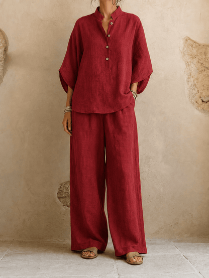 Carmen – Batwing Blouse and Wide-Leg Pants Set