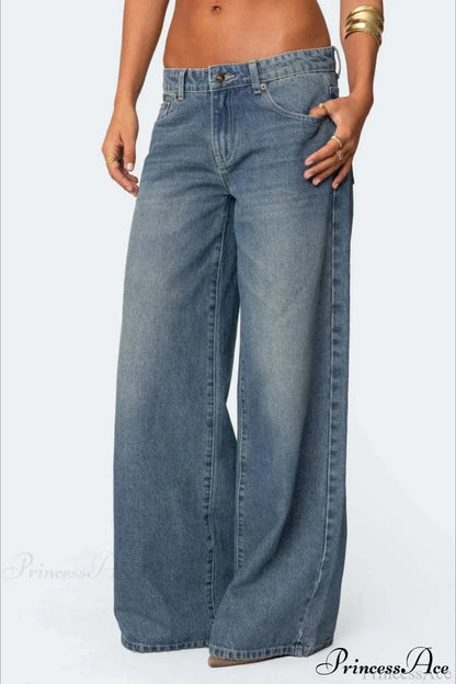 Relaxed Wide-Leg Printed Full-Length Jeans