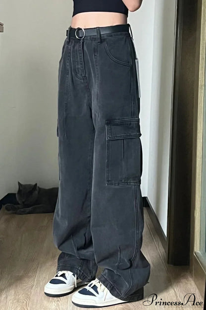 Retro Denim Multi Pocket Cargo Pants