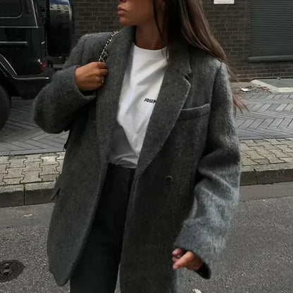 Retro Wool Button Turn-Down Overcoat