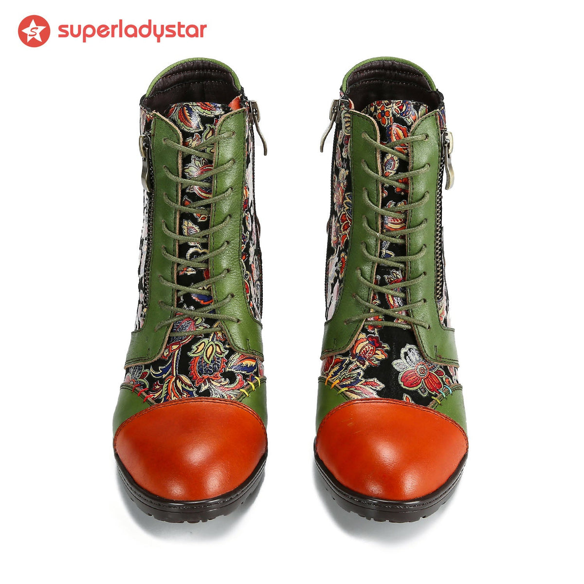 Retro Handmade Leather Patchwork Ankle Boots