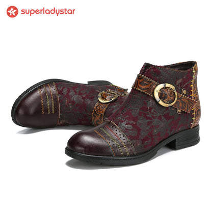 Handmade Sexy Buckle Ankle Boots
