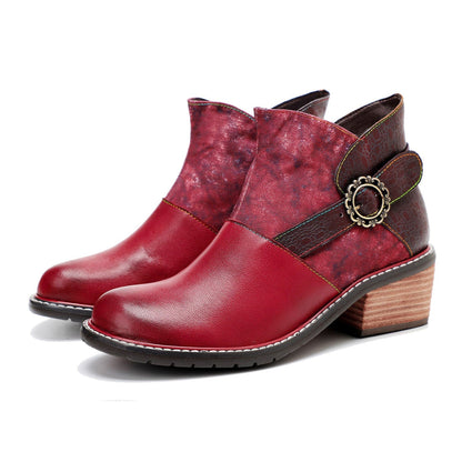 Handmade Sexy Buckle Ankle Boots